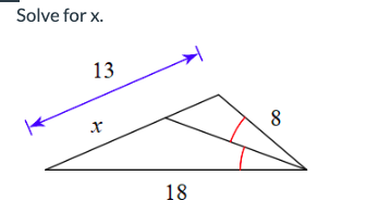 Solve for x.
13
x
18
8