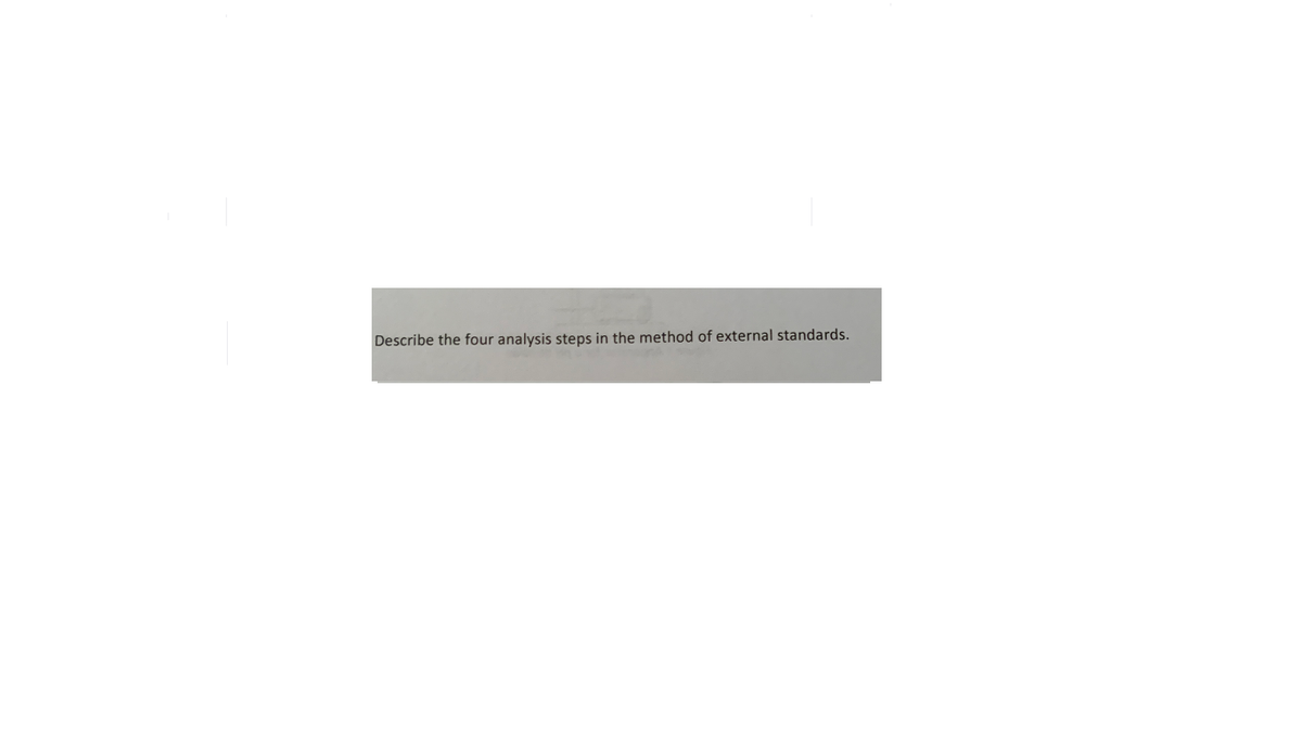 Describe the four analysis steps in the method of external standards.
