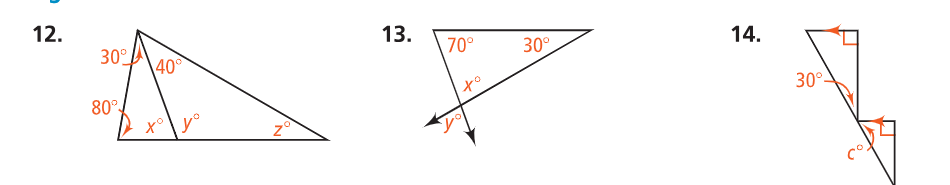 12.
30°
13.
40
70°
30°
14.
80°
X\y°
to
30°-
z°
