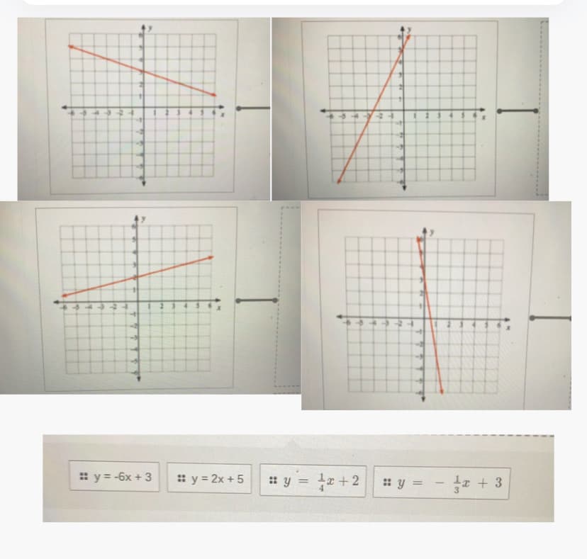 1134
: y = -6x + 3
: y = 2x + 5
# y = tr+2
: y =
+ 3
