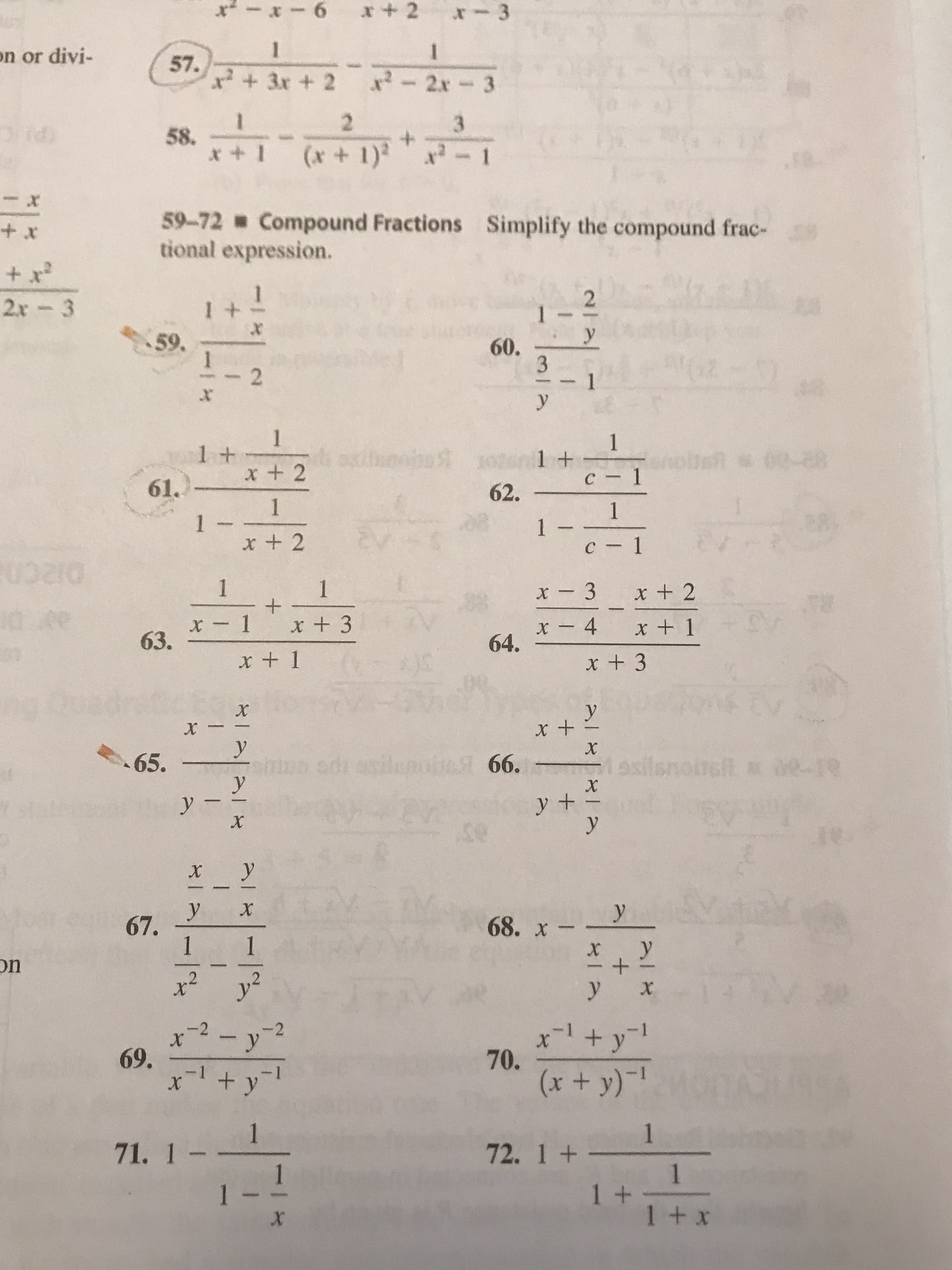 1
1
57.
x+ 3x + 2
x-2x 3
