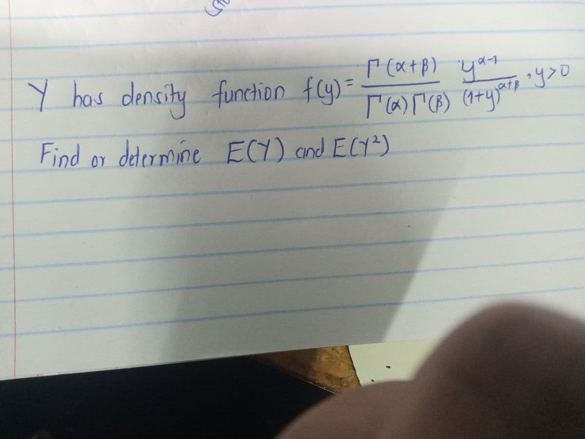 yar
Y has density funchion f(y)=
ctior
(1+
Find or determine EC) and ECY)
