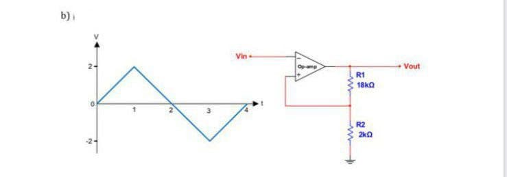 b)i
Vin -
2-
Opamp
Vout
R1
18ka
R2
2ka
