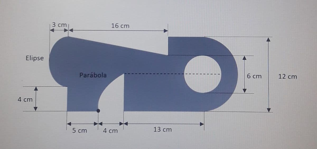 3 сm
16 cm
Elipse
6 сm
12 cm
Parábola
4 cm
13 cm
5 cm
4 cm
