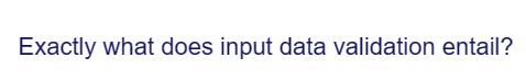 Exactly what does input data validation entail?