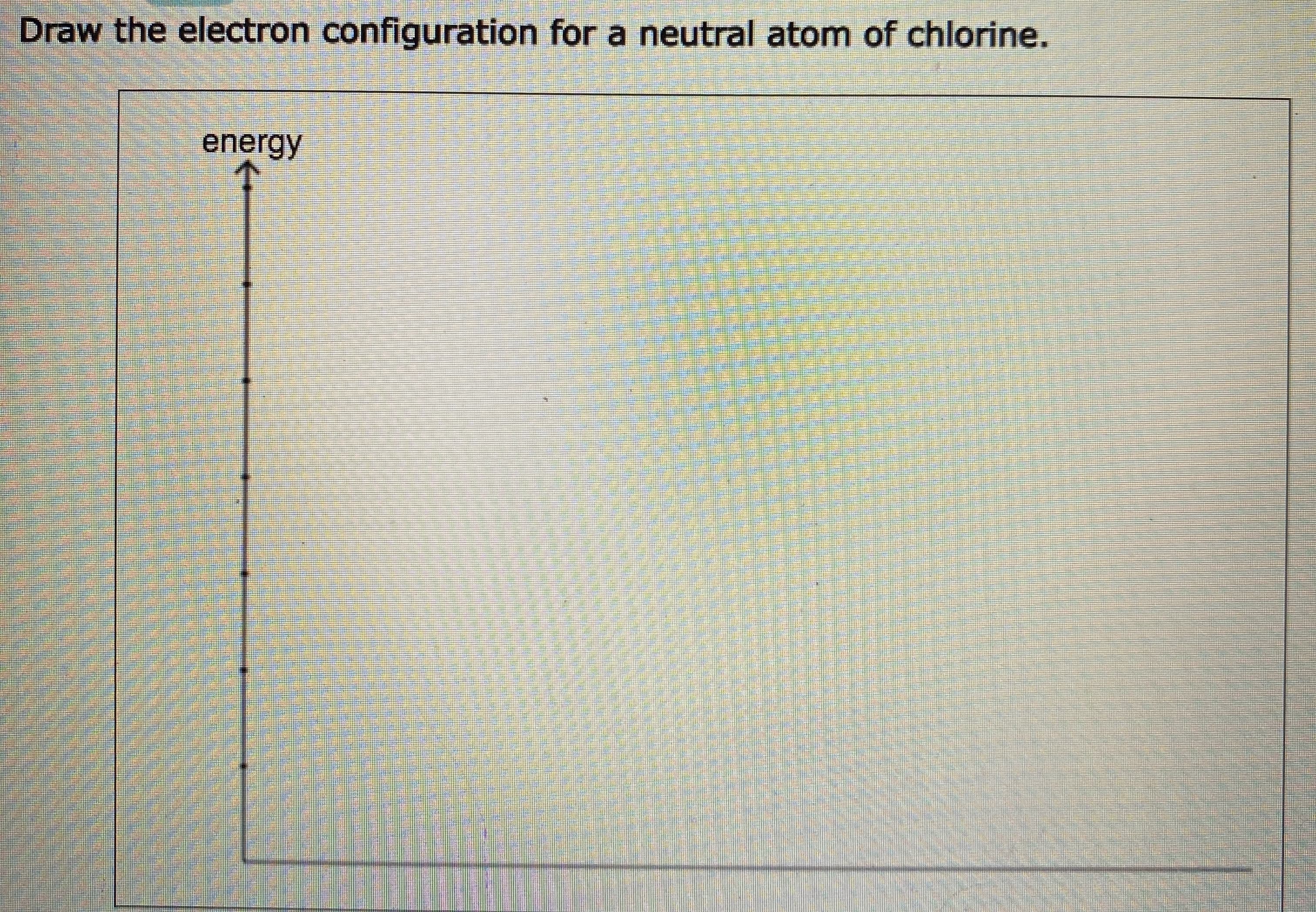 Draw the electron configuration for a neutral atom of chlorine.
