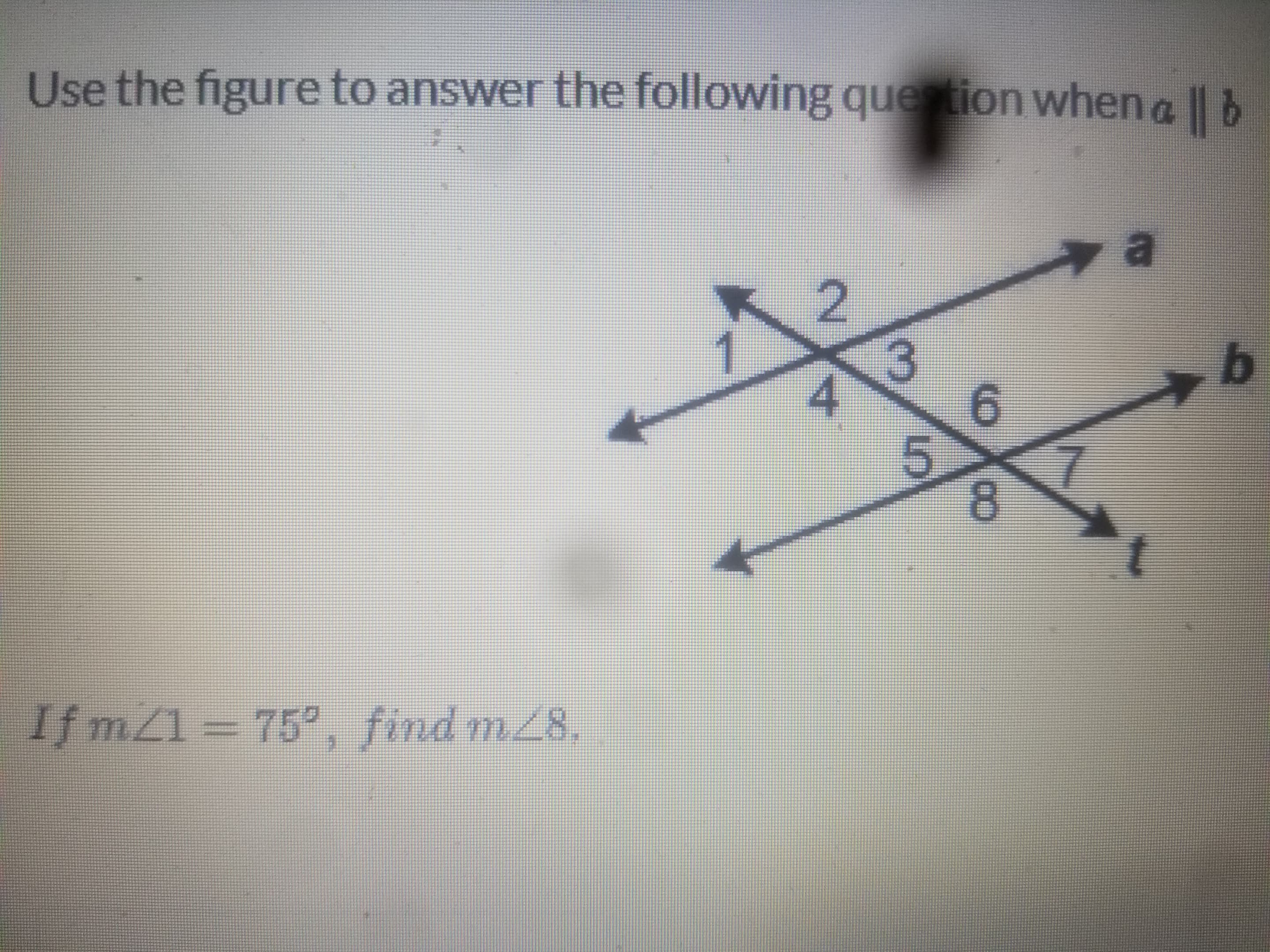 If mZ1 = 75°, find m28
