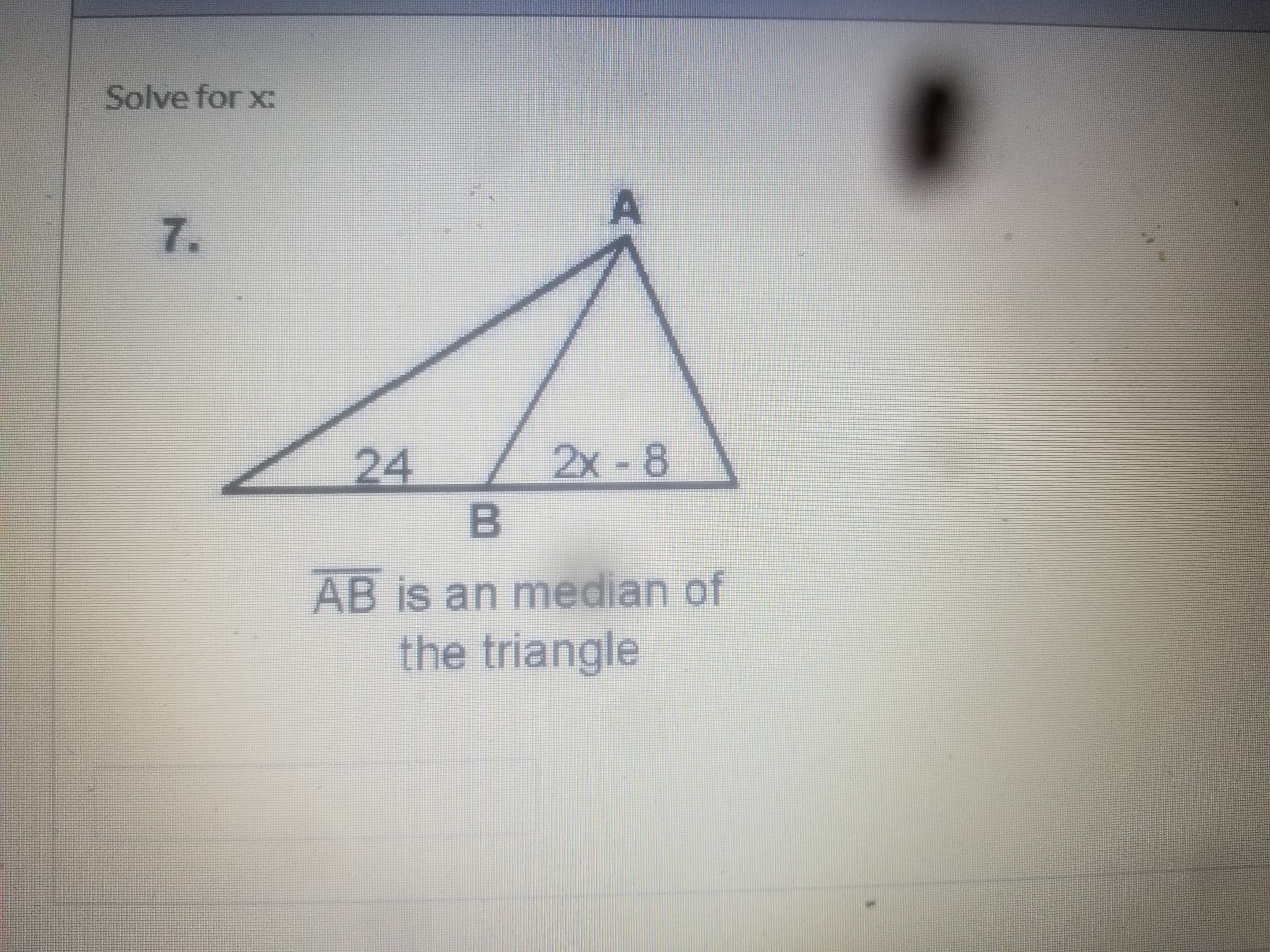 Solve for x:
A
7.
24
2x-8
