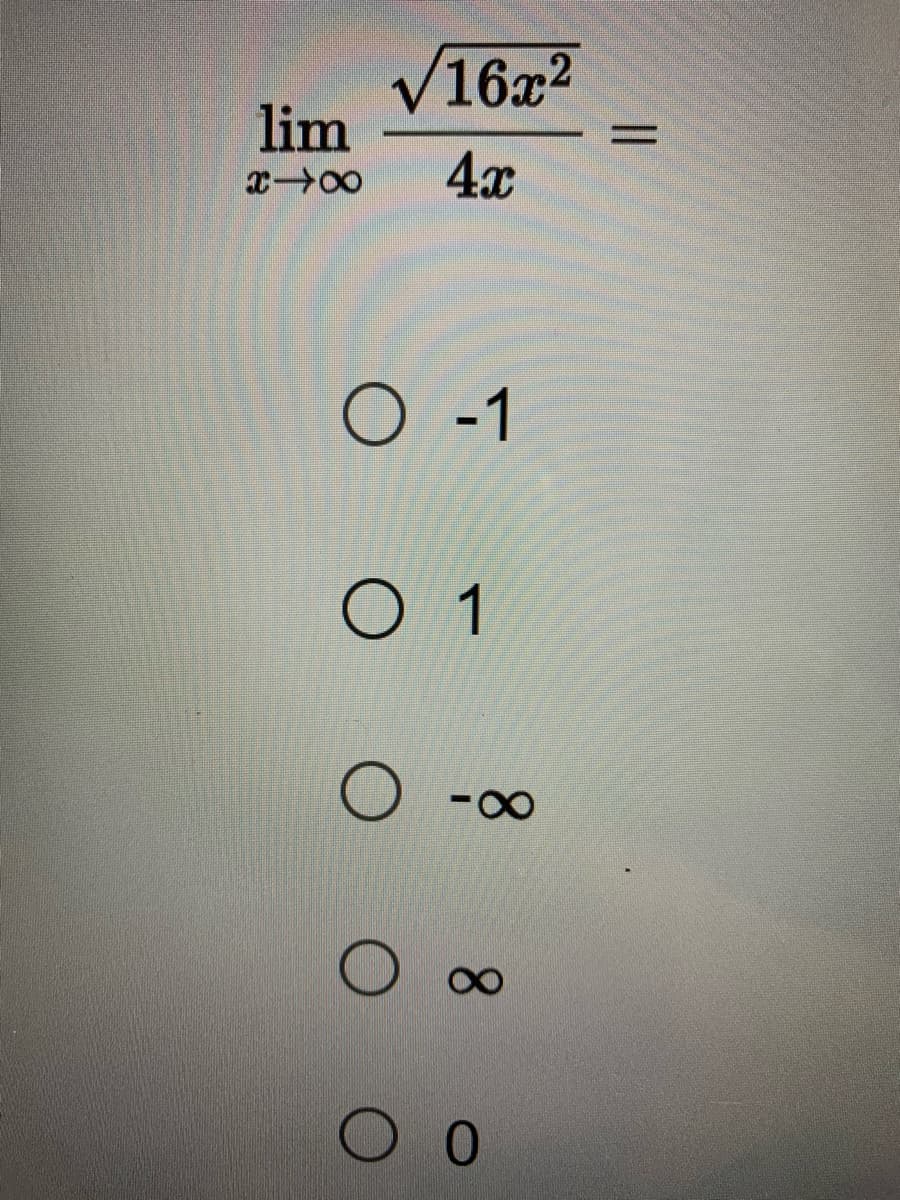 √16x²
4x
O -1
0 1
O
lim
xxx
-8
8
O 0