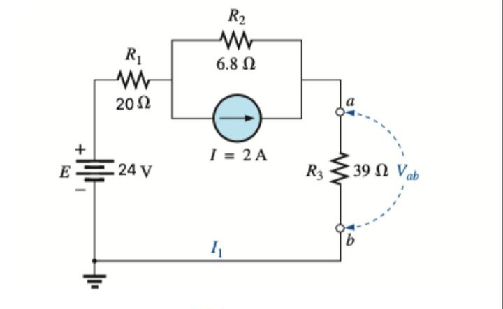 R2
R1
6.8 N
202
I = 2 A
E 24 V
R3
39 Ω ν
9.
+
