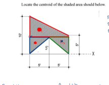 Locate the centroid of the shaded area should below.
in
