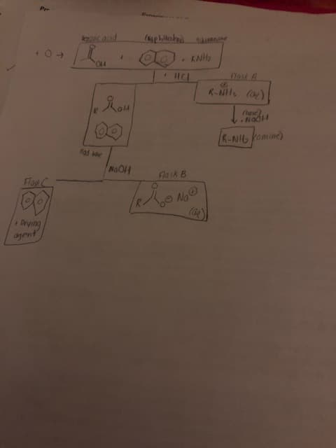 Mc and
(sphilial)
KNH
+.
HCI
K-NH, ()
Flost A
hou
(lexe)
R-NH famine)
6ad be
NaOH
Flask B
Flow C
Gunhra
agent
