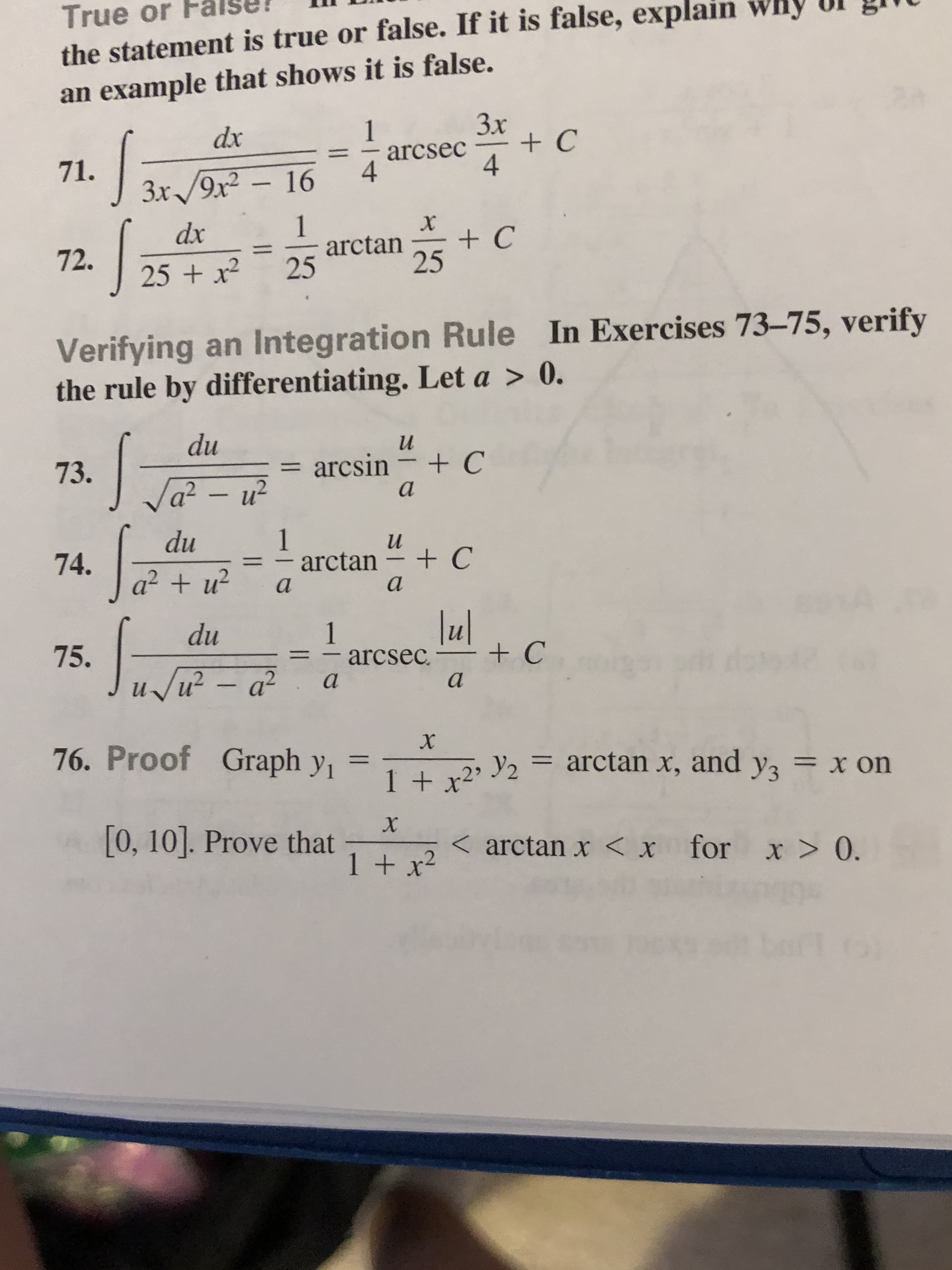 du
1
и
74.
arctan
+ C
-
-
a² + u²
a
a
