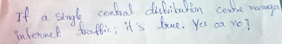 central distribution cense manages
no?
If
a
single
internet traffic; it's true. You