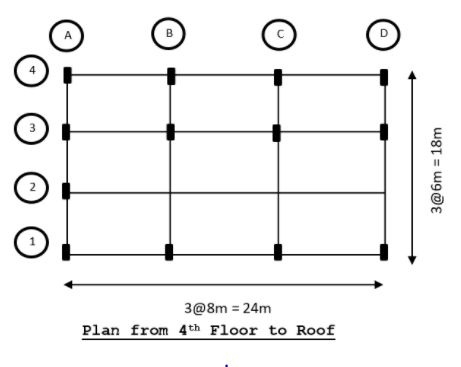 B
3
3@8m = 24m
Plan from 4th Floor to Roof
3@6m = 18m
%3D
