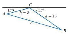 35°
15°
A
b 8
a = 13
В
