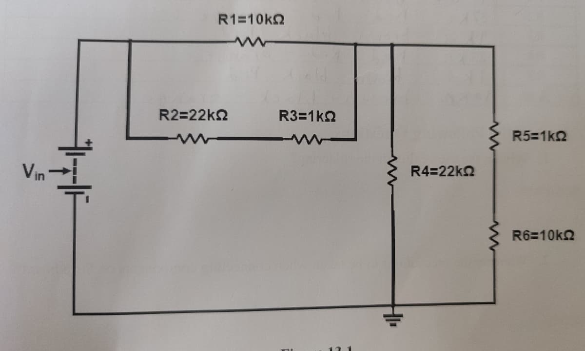 R1=10kΩ
R2=22kΩ
R3=1kΩ
R5=1kΩ
R4=22kΩ
R6=10kΩ
