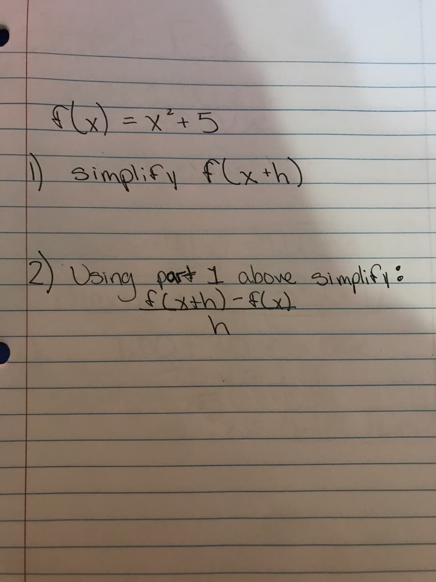 %3D
) Simplify flxth)
2)
Using part 1 above simplify:
fixth)-flxt
