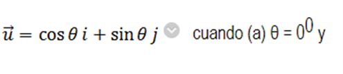 u = cos 0 i + sin 0 j
cuando (a) 0 = 00 y