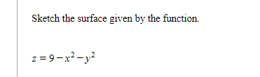 Sketch the surface given by the function.
z = 9-x²-y?
