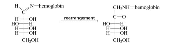 N-hemoglobin
Н.
CH,NH-hemoglobin
Н
НО
C=0
OH
rearrangement
НО-
Н
Н
H-
-ОН
Н
Н
-H-
-HO-
HO-
ОН
CH-ОН
CH,OH
