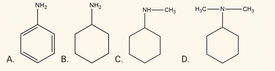 NH2
NH2
NH -CH3
H3C-N CH3
А.
В.
С.
D.
