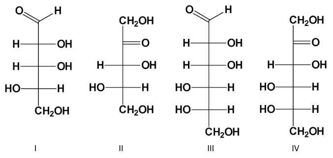 CH2OH
CH2OH
H-
ОН
H-
ОН
H-
ОН
H-
-ОН
H-
OH
H-
OH
Но-
-H
Но
-H-
HO
-H
HO-
ČH2OH
ČH2OH
HO
-H
HO
H-
ČH2OH
ČH2OH
II
II
IV
