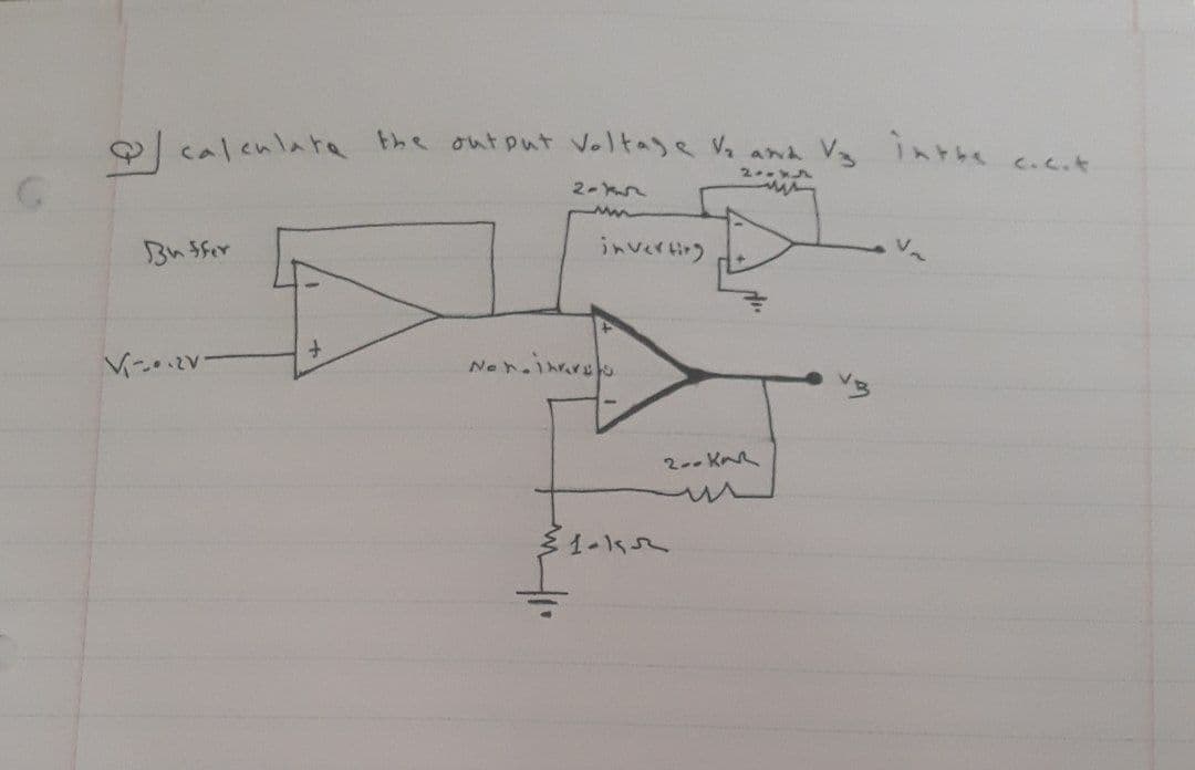 9l calenlata the output voltaje Va ana Va in m k
2-n
V.
inverting
BuSfor
Neプ
2-. K
多1-s。
