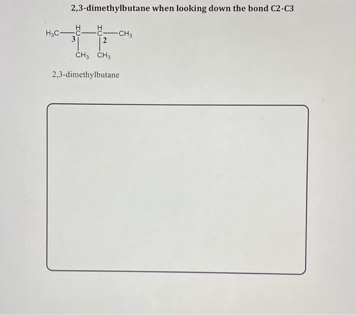 2,3-dimethylbutane when looking down the bond C2-C3
Met
H3C-
-CH3
CH3 CH3
2,3-dimethylbutane