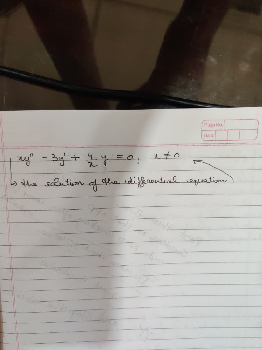 Paga No.
Date
ry" - 3y' + 4
人t。
Lb the solution
the idifferential equatiom
of
