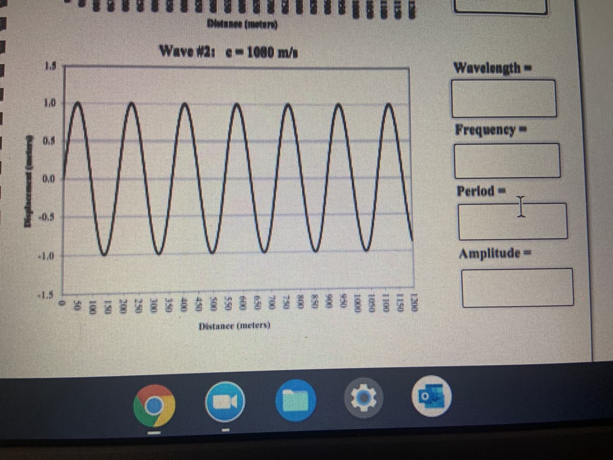 Distenee (netar)
Wave #21 c-1080 m/s
Wavelength-
1.0
Frequency-
0.5
0,0
Perlod-
0.5
Amplitude=
1.5
Distance (meters)
750
650
600
500
