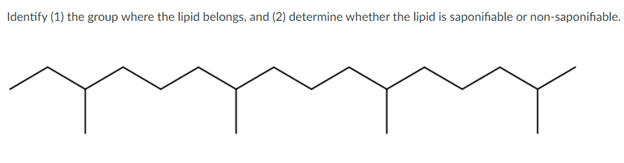 Identify (1) the group where the lipid belongs, and (2) determine whether the lipid is saponifiable or non-saponifiable.