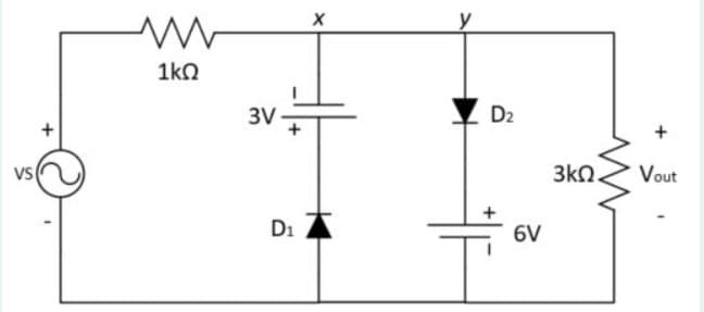 1ko
3V
D2
Vs
3kn.
Vout
D1
6V
+
