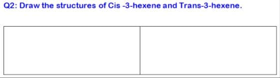 Q2: Draw the structures of Cis -3-hexene and Trans-3-hexene.
