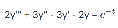 2y" + Зy" - Зу' - 2у %3D еt
3y'
2y = e
