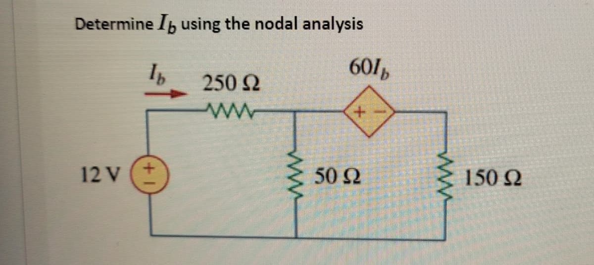 Determine I, using the nodal analysis
601,
250 2
12 V
50 2
150 2
ww
ww
+.
