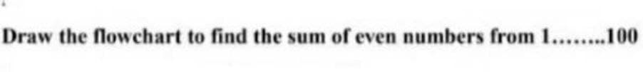 Draw the flowchart to find the sum of even numbers from 1....100
