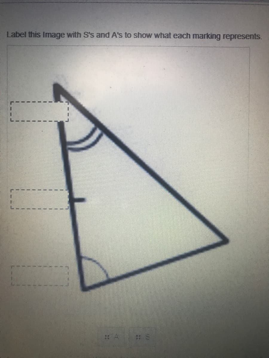 Label this Image with S's and A's to show what each marking represents.
