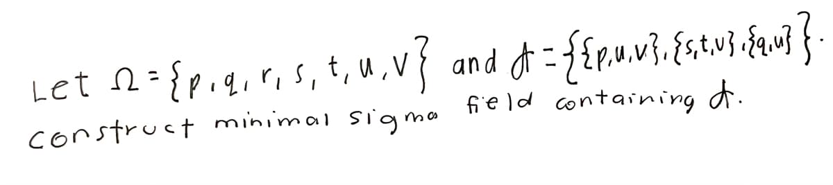 Let 12 = {p₁₁₁r, s, t, u,v} and d = {{na.v} {{t.v}. {u} }
q,
field containing
d.
construct minimal sigma