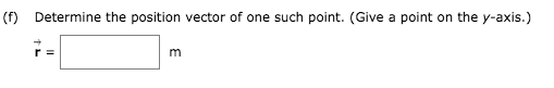 (f) Determine the position vector of one such point. (Give a point on the y-axis.)
r =
