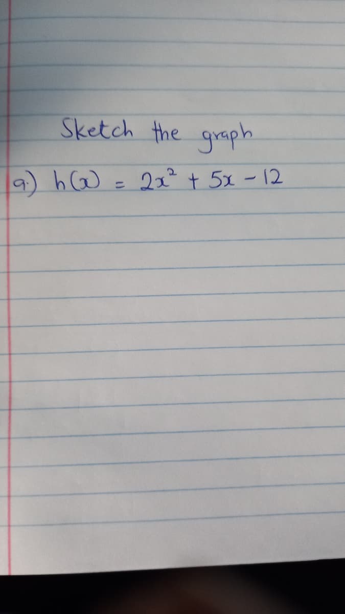 Sketch the graph
9) hW
22 + 5x - 12
%3D
