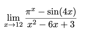 sin(4x)
lim
x 12 x² - 6x +3
.x
πT