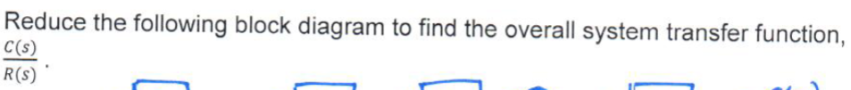 Reduce the following block diagram to find the overall system transfer function,
C(s)
R(S)