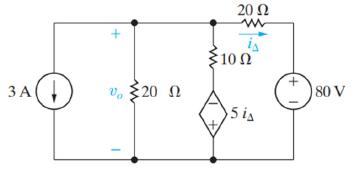 20 Ω
100
+
v. $20 N
)80 V
ЗА
Vo
5 is
