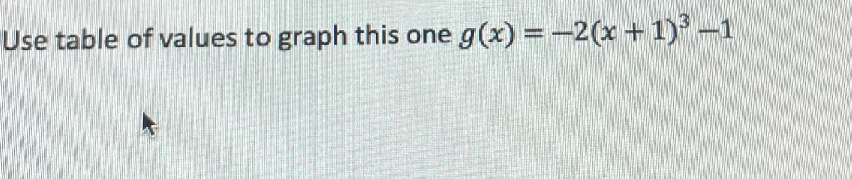 Use table of values to graph this one g(x) = -2(x + 1)³-1