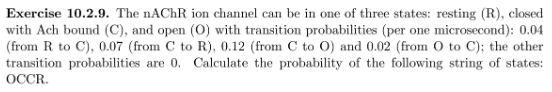 Calculate the probability of the following string of states:
