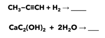 CH3-C=CH + H2-
CaC,(OH), + 2H,0 →,
