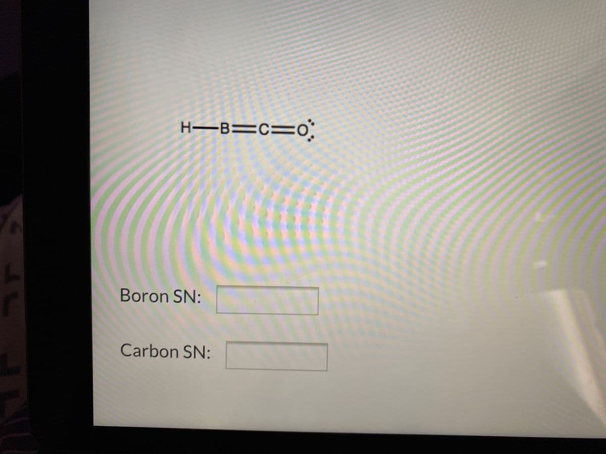 H–B=c=o
Boron SN:
Carbon SN:
