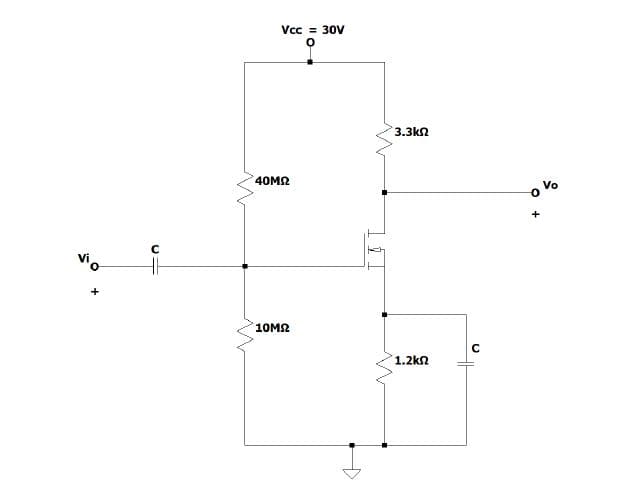 Vcc = 30V
3.3kn
40M2
Vo
Vi
10M2
1.2k2
+
