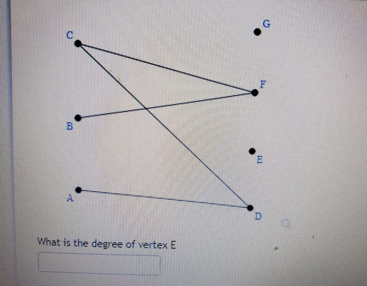 B.
What is the degree of vertex E
